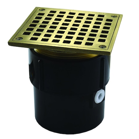 Jones Stephens 3in. x 4in. ABS Pipe Fit Drain Base with 3-1/2in. Metal Spud and 6in. Nickel Bronze Strainer D53085